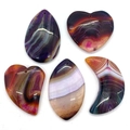 Anhänger aus natürlichem gestreiftem Achat in Herz- Mond- und Tropfenform für DIY-Schmuck - Mehrfarbiger Gebänderter Achat (015) / 35-55mm (5 Stück)