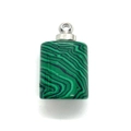 Malachite green stone rectangular pendant with silver screw cap and necklace loop - Malachite / Silver