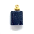 Blue sandstone perfume bottle pendant with gold metal cap for DIY necklaces - Blue Sandstone / Gold