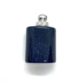 Lapis lazuli oval pendant in deep blue starry finish with silver glitter effect - Blue Sandstone / Silver