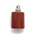 Oval goldstone pendant featuring a brown sparkling bottle design with silver metal cap - Gold Sandstone / Silver