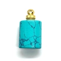 Turquoise oval cylinder stone pendant with gold metal cap for DIY jewelry - Blue Turquoise / Gold
