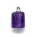 Handcrafted purple amethyst oval cylinder pendant with silver screw cap for DIY jewelry - Purple Crystal / Silver