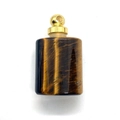 Tiger Eye stone oval aromatherapy pendant with golden metallic screw cap and ring - Tiger's Eye / Gold