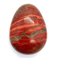 Polierter eiförmiger roter Jaspis Naturstein mit grauen und braunen Streifenmustern - Tropfenform / 27x38mm 29g/Stk / Roter Jaspis