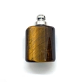 Brown tiger eye gemstone essential oil bottle pendant with silver metal cap - Tiger's Eye / Silver