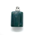 Green natural agate oval cylinder pendant with silver bail for DIY necklace making - Dark Green Agate Style (18) / Silver