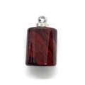 Polished oval natural red jasper stone pendant with smooth silver metal bail clasp - Red Jasper / Silver