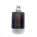 Lapis Lazuli oval cylinder natural stone pendant with silver metallic cap finish - Dark Brown Cylindrical Style (21) / Silver
