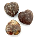 Pietre naturali a cuore lucide con texture rosso scuro e marrone grigio - 30x30mm / Mottled Ore Style (10)