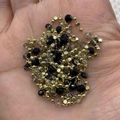 Golden chain with black and translucent grey faceted crystal beads for DIY jewelry - 10m/Roll