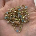 Colorful faceted crystal bead chain with golden metal spacers for DIY jewelry making - 10m/Roll / Pastel Multicolor (No.4)