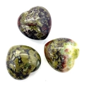 Perle a cuore in Unakite lucida con motivo screziato verde e marrone-rossastro - 30x30mm / Unakite Style (21)