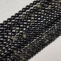 Polished golden obsidian round beads in various sizes for DIY jewelry bracelets - 4mm / Obsidian