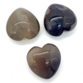 Pietre naturali a cuore lucide in tonalità grigio e marrone per creazioni DIY - 30x30mm / Dark Brown Ore Style (33)