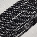 Polished natural black stone round beads in multiple sizes for DIY jewelry making - Black Stone Round Beads (No.1)