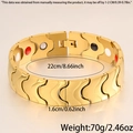 Gros plan du bracelet magnétique plaqué or 18 carats avec dimensions détaillées - Bracelet Magnétique à Vagues / Or