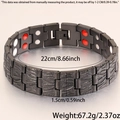 Vue détaillée du bracelet magnétique en acier inoxydable noir avec maillons texturés - Bracelet Magnétique Motif Arbre / Noir