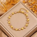 Bracelet coeur en acier inoxydable plaqué or 18k avec pierres de zircon rose - Coeur Rose