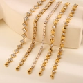 Elegant gold-plated bracelet set for women featuring heart, clover, and crystal accents - White Zirconia Clover Heart Five Piece Collection