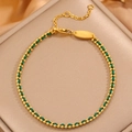 Bracelet tressé vert avec perles dorées et fermoir mousqueton ajustable de luxe - Or-Vert