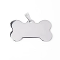 Bone-shaped stainless steel pet ID tag with mirror polished silver finish and metal clip - 36*22MM / Steel