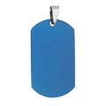 Minimalist blue stainless steel pet dog tag pendant with silver metal lobster clasp - Pointed Style / 22mm x 36mm / Blue