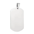 Polished stainless steel dog tag pendant with blank surface for custom engraving - Pointed Style / 22mm x 36mm / Silver