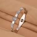 Bracelet arbre de vie en acier inoxydable argenté avec détails floraux en cristal poli - Arbre de Vie Strass Blanc (6024824105542)