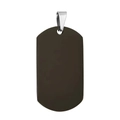 Minimalist matte dark brown stainless steel dog tag pendant with silver metal bail - Pointed Style / 22mm x 36mm / Black