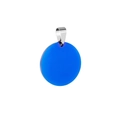 Medaglietta rotonda blu per cani in acciaio inossidabile lucido con anello in metallo - Stile Piccolo con Foro Interno (Modello-S) / Blu