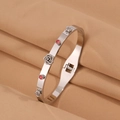 Bracelet charnière en acier inoxydable argenté avec strass rouges et fleurs de rose 3D - Camélia Zircone Rouge (6024824105543)