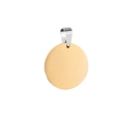 Dettaglio ravvicinato di una medaglietta tonda dorata lucida con anello d'argento - Stile Piccolo con Foro Interno (Modello-S) / Oro