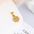 Pendente esagonale in acciaio inossidabile placcato oro 18K con lettera H incisa - Lettera H