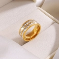 Luxurious gold titanium steel ring with double rows of Moissanite stones for women - US 6 / Gold
