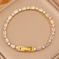 Bracelet tennis doré avec oxydes de zirconium et fermoir H élégant pour femme - Blanc