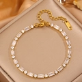 Lussuoso bracciale tennis placcato oro K18 con zirconi scintillanti in confezione regalo - Strass Bianco (Regolabile)