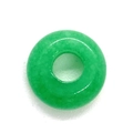 Natural emerald green jade stone donut charm for DIY necklaces and jewelry making - Large Hole Style / Green Jade