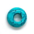 Polished turquoise stone ring bead with natural black veins for DIY jewelry making - Large Hole Style / Blue Turquoise