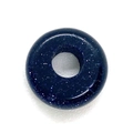 Polished blue sandstone donut charm bead with shimmering starry effects for jewelry - Large Hole Style / Blue Sandstone