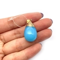 Translucent blue teardrop stone pendant with a gold clasp for DIY necklace making - 16x29mm / No.4 Blue Translucent