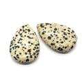 Spotted natural stone teardrop pendants for DIY jewelry with pre-drilled holes - 25x38mm / Dalmatian Jasper