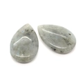 Polished labradorite gemstone pendant in a teardrop shape with blue mineral inclusions - 25x38mm / Flash Stone (Labradorite)