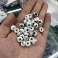 Flat white marble howlite stone beads with natural grey veins for DIY jewelry making - Large Hole Style / Howlite