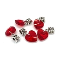 Pendentif cœur en cristal rouge foncé avec bélière argentée pour colliers DIY - Rouge