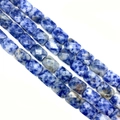 Faceted rectangular sodalite natural stone beads with blue and white marbled texture - 8x11x15mm / Blue Spot Stone
