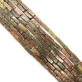 Unakite stone rectangle beads in green and pink for DIY jewelry making - 4x13mm / Chinese Unakite