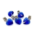 Pendentif cœur en cristal bleu roi facetté avec bélière argentée pour bijoux DIY - Bleu foncé