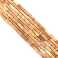 Natural rectangular stone beads in cream and pink tones for DIY jewelry making - 4x13mm / Style 23 (Dalmatian Jasper)