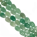 Leaf shaped green aventurine semi-precious stone beads with natural vein carvings - 10x14x6mm/Approx 15 Pcs / Green Aventurine